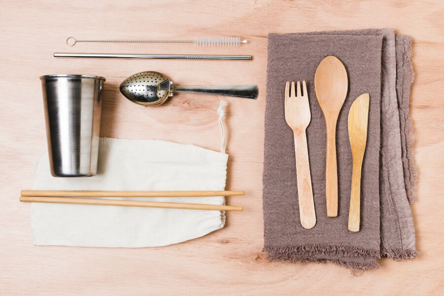 Stainless Steel and Bamboo Utensils