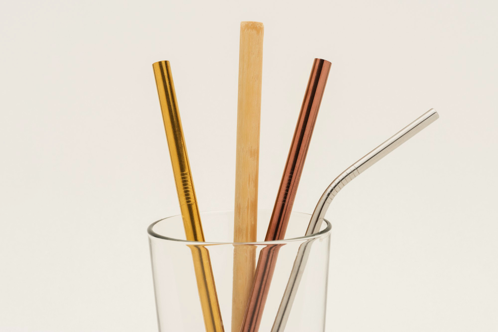 stainless and bamboo straws