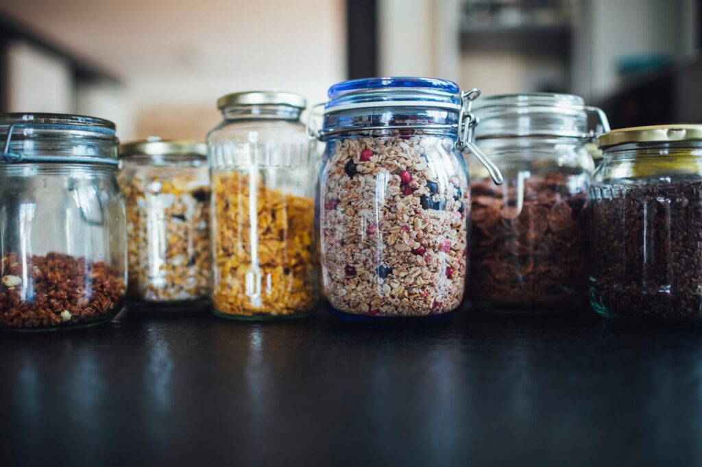 Glass jars as storage containers